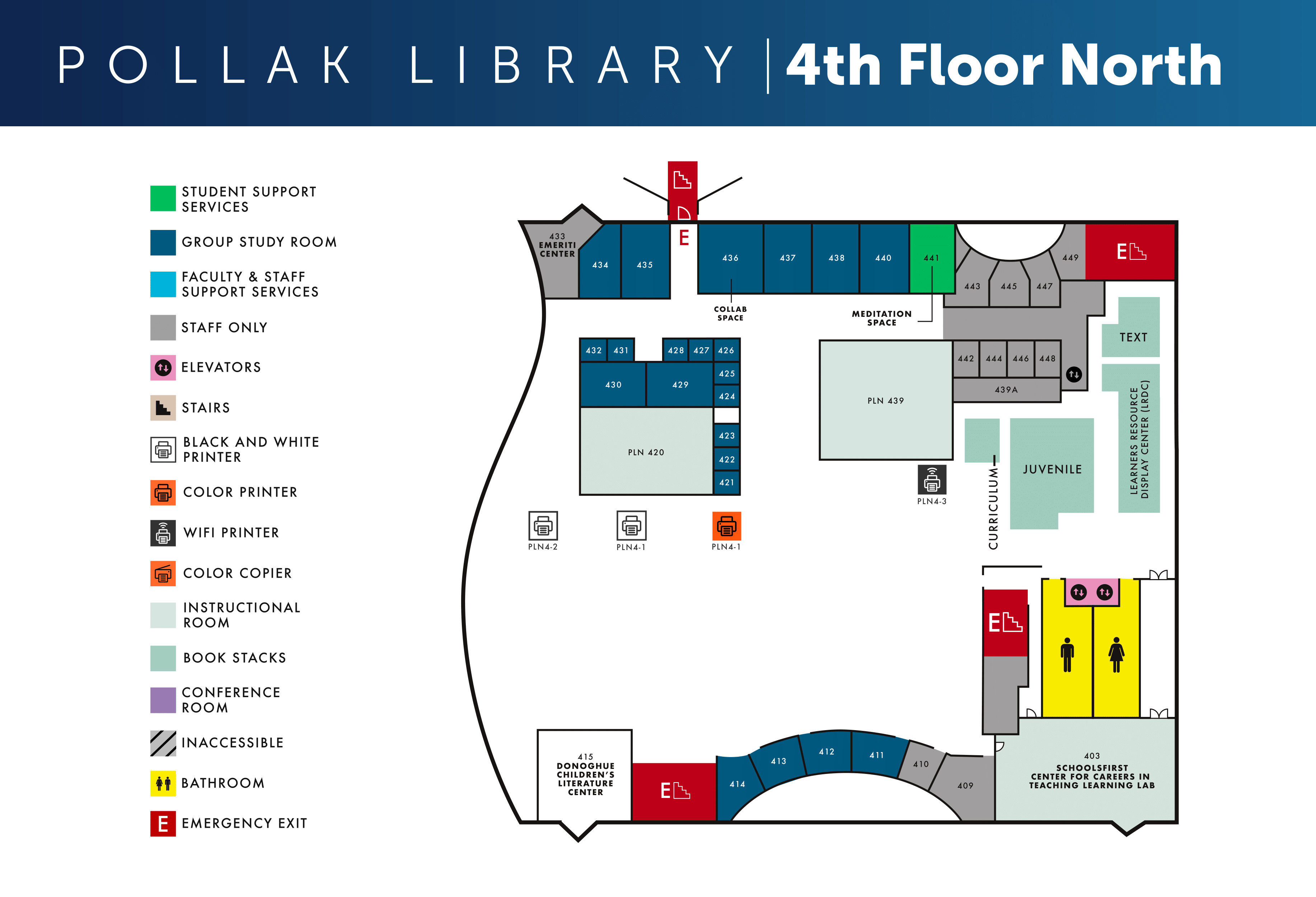 Fourth Floor North Map
